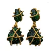 Necklace Earrings Set French Elegant Emerald Resin Imitation Alligator Ear Clip Tide Restoring Ancient Ways Fashion