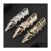 Band Rings European And American Exaggerated Vintage Steampunk Gothic Metal Armor Bendable Joint Ring 001 Drop Delivery Jewelry Otnwy