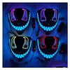 Maschere per feste Led Maschera di Halloween Bagliore luminoso nel buio Maschere Cosplay 14 colori Drop Delivery Giardino domestico Forniture festive Dhcgu