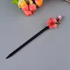 Pinces à cheveux chinois ancien bâton en bois pour Cheongsam Hanfu bijoux accessoires élégant délicat couleur glaçure fleur