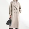 Women's Trench Coats 2023 Autumn Women Coat Solid Color Double Breasted Mid-Length With Belt Overcoat Winter Loose Casual Female Outwear