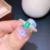 Anillos de racimo Anillo abierto de plata de ley 925 para mujer 4 6 mm Piedra verde esmeralda natural Regalos de boda