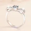 Bagues de cluster 0.5 Bague Moissanite Proposition de mariage Argent sterling 925 Six broches Femme Bowknot Femme Bijoux