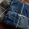 Men s Jeans Functional Large Pocket Cargo Vintage Elastic Waist Cropped Pencil Denim Pants Male 230629