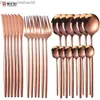 Set di stoviglie 24 pezzi Set di stoviglie in oro Posate da cucina Coltello da bistecca Forchetta Cucchiaio da caffè Stoviglie di lusso Posate per la casa in acciaio inossidabile 210804 Z230630