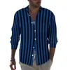 Camicie Casual da Uomo Camicia di Halloween a Righe Maschile Blu e Nero Autunno Camicette con Stampa Divertente Manica Lunga Regalo di Abbigliamento Oversize di Tendenza