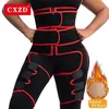 CXZD New Double Compression 3-in-1 Waist Trainer Shaping Butt Lifter Sweat Slimming Adjustable Thigh Trainer Shaper 210402218Q