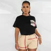 Women's Set 2023 Fashion Casual Splice Printed Plaid T-shirt Women's Two Piece Set Women's Shorts Set