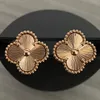 Earring Clover Designer Studs Ear Clip Mother of Pearl Mid Size 1.5cm Ladies Earring Sterling Sier Ear Ring for Women 238