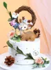 Festive Supplies Flower Wreath Cake Decoration Plug-in Little Elk Baking Dessert Table Dress Up Child Birthday Wedding Party