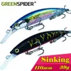 Fishing Accessories GREENSPIDER 110mm39g Para Pesca Isca Artifical Leurre Souple Lure Wobbler Hard Minnow ABS Plastic Bait 230629