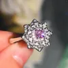 Cluster Ringen Leuke Vrouwelijke Kleine Bloem Ring Mode Zilveren Kleur Bruiloft Sieraden Belofte Glanzende Zirconia Verloving Voor Vrouwen