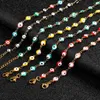Link Bracelets 6mmEye Chian Women Bracelet Gold Colour Ainless Steel Enamel Bead Ankle With Extension Chain For Men Gifts
