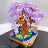 Blocchi 2200pcs Mini Building Blocks Viola Cherry Blossom Tree House Modello Decorazione Ragazza Regalo Puzzle Giocattolo per bambini Regalo R230629