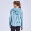 Aktiva skjortor Kvinnor Yoga Top Athletic Long Sleeve Gym Wear Sports Crop Hoodies Fitness 17-14 för toppar