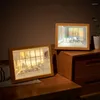 Table Lamps INS LED Light Painting Bedside Picture Decor Anime Style Modern Simulate Sunshine Drawing Night Wooden Frame Lamp