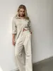 Tute da donna 2023 design Donna Estate Casual Cotone Lino Camicetta Pantaloni Set di abbigliamento Due pezzi 230629