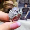 Cluster Rings Genuine 925 Sterling Silver VVS1 2 S Diamond Ring Box Jewelry Men Bague Bizuteria Gemstone