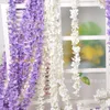 Fleurs décoratives 100PC 180CM Simulation d'hortensia blanc Glycine Vigne Cryptage Chaîne Suspendue Embellissement Canne De Mariage Est Décoré