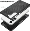 Defender Phone Case For Samsung Galaxy S23 S22 S21 Plus Ultra Note 20 With Kickstand & Belt Clip Holster Heavy Duty Shockproof Woven Pattern Design Phone Back Cover