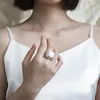 Cluster-Ringe, 15 mm, Kissenschliff, weißer Zirkonia, Statement-Ring, stilvoller schicker Twist-Design, personalisierter Schmuck für Frauen, Geschenk