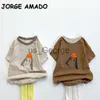 Conjuntos de ropa 2022 estilo coreano verano ropa de bebé niña niño niña mono cuello redondo Beige algodón de dibujos animados mono fino ropa de niño E1980 J230630