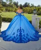 Lila Lavendel Charro Quinceanera Jurken Off Shoulder Applique Glitter Tulle Corset Prom Sweet 16 Jurken voor zwarte meisjes