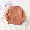 Jackets Toddler Boys Knitted Sweater Baby Cardigans Outwear Letter Spring Autumn Children Clothes Kids Girls Knitwear Jacket 230630