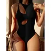 Women's Swimwear Echoine Solid Hollow Out One Shoulder Swimwear Women 2023 Summer Bathing Suits One Piece Swimsuit Sexy Bikini Beachwear