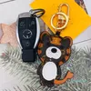 Mode mignon ours tigre PU porte-clés en cuir accessoires de voiture porte-clés longe porte-clés chaîne