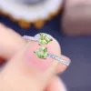 Cluster Rings Love Heart Style Anel ajustável Natural Real Green Peridot 925 Sterling Silver 4 4mm 0.3ct 2pcs Gemstone Fine Jewelry J22780