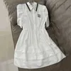 Vestidos de talla grande diseñador Mujer Camisa Vestido Bordado Carta Faldas de manga corta Moda Casual Verano Blanco para mujer MFIM