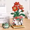 Block Bouquet Building Blocks Red Flower Shower Kettle Plant Pot Small Pellet Assembly Prydnad Barn Toy Gift till Friends R230629