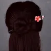 Pinces à cheveux chinois ancien bâton en bois pour Cheongsam Hanfu bijoux accessoires élégant délicat couleur glaçure fleur