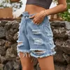 Kvinnors jeans sommar vintage bleknade och nödställda rippade jean -shorts med fickor 2023 stor storlek kvinna casual hål kort denim