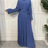 Ethnische Kleidung 2023 Eid Mubarak Musulman Ensembles Frauen Langarm Abaya Kleid Hosenanzug Dubai Türkei Dame Islamischer Kaftan Marocain