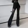 Pantaloni da donna stile coreano pizzo nero gotico donna Sexy Punk pantaloni Harajuku Y2k abiti estivi estetici scuri moda