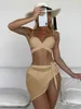 Costumi da bagno da donna 3 pezzi Bikini Costume da bagno a fascia sexy Costumi da bagno da donna 2023 Costume da bagno Push Up Biquini Mesh Wrap Solid Bikini Set Abbigliamento da spiaggia