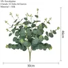 장식 꽃 화환 Zerolife Emulational 인공 식물 유칼립투스 잎 4 포크 16 머리 플라스틱 녹지 가짜 식물 집 벽 D