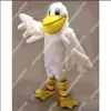 Nuovo personaggio adulto Coniglio bianco con costume da mascotte orecchio rosso Vestito da Natale di Halloween Costume da mascotte completo di oggetti di scena per tutto il corpo