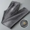 Jeans masculino designer de moda jeans de alta qualidade calças casuais de lavagem frita largas largas retas elásticas K385