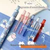 12 stuks Blauw Dier Druk Gel Pen Leuke Meisje Hart Beer 0.5mm Zwart St Nib Student Schrijven Glad inkt School Kantoorbenodigdheden