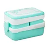 Dinnerware Sets 2 Layers Lunch Box Portable Removable Transport With Handle Heating Microwave Safe Preparation Kitchen Bento Case