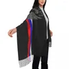 Halsdukar Ryssland stolt-sovjet ryska flagga cccp kommunist socialis tassel halsduk kvinnor mjuk sjal wrap lady vinter höst