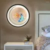 Wall Lamp Creative Scene Picture LED Bedroom Decoration Metal Body Background Sconce Lights Luxury Round Acrylic Mural Lamps