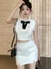 Vestidos de Trabalho Francês Pequeno Fragrante Conjunto de Duas Peças Para Mulheres Coreana Moda Elegante Doce Verão 2 Ternos Conjunto Femme Conjuntos Cortos