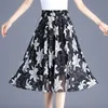 T-Shirt Summer Black Skirts Women Chiffon Saia Casual Bottom Woman Clothes Faldas Ropa Mujer Tutu Midi High Waist Skirt Ladies Vestidos