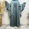 Ethnic Clothing Ramadan Morocco Dress Muslim Women Eid Abaya 2 Piece Set Lace-up Prayer Abayas Dubai Party Kaftan Robe Longue Vestidos