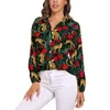 Blusas Femininas Florais Leopardo Blusa Solta Estampa Rosas Vermelhas Casual Oversized Feminino Manga Longa Camisa Moderna Outono Top Personalizado