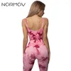 Active Sets NORMOV Tie Dyeing Yoga Set Seamless Women Sports Gym For Woman Female Vest Sport Tops High Waist